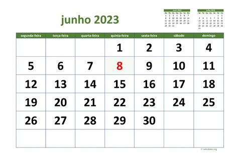 calendario de junho 2023
